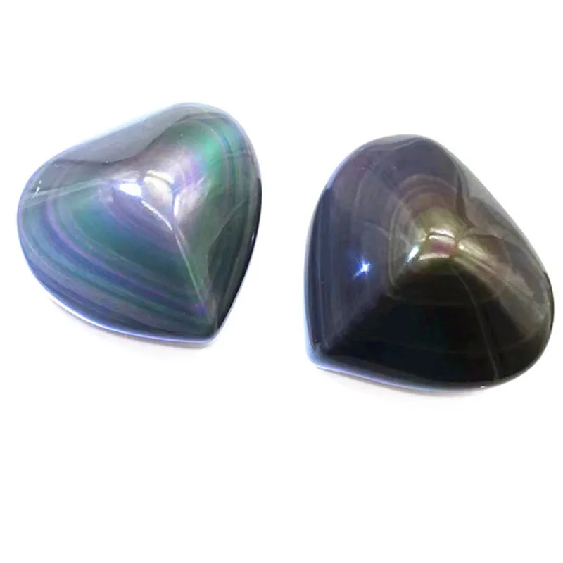 

Natural Hand Carved Rainbow Obsidian Heart Shaped gemstone Healing for decoration