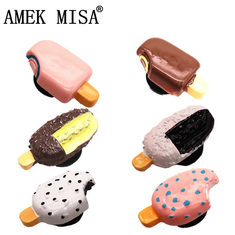 Mini Simulation Ice Cream Shoe Charms Decoration Realistic Chocolate Cold Drink Shoe Accessories fit Kid\'s Party X-mas