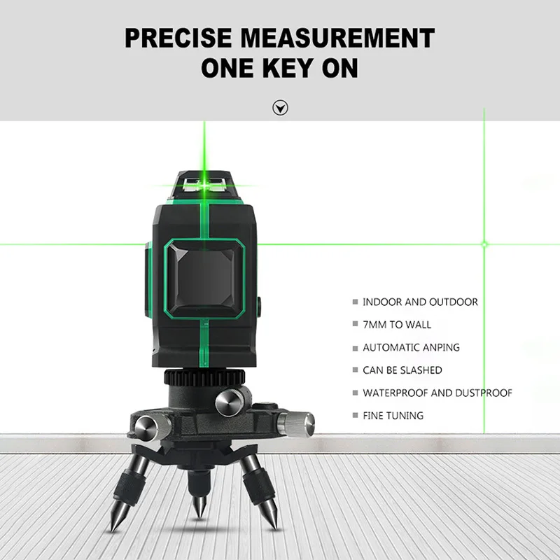 8/12 linii 3D poziom lasera 360 regulowany dostosowania poziomy pionowy krzyż zielony Laser wiązka laserowa poziomowania maszyna znacznikowa