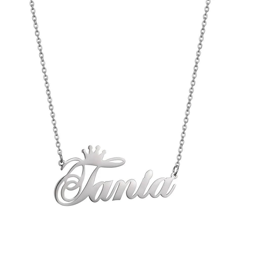 Sipuris Personalisierte Namenskette mit Krone aus Edelstahl für Damen und Herren, Maßgefertigter Schmuck, Geschenk für Freundin – Detail 14