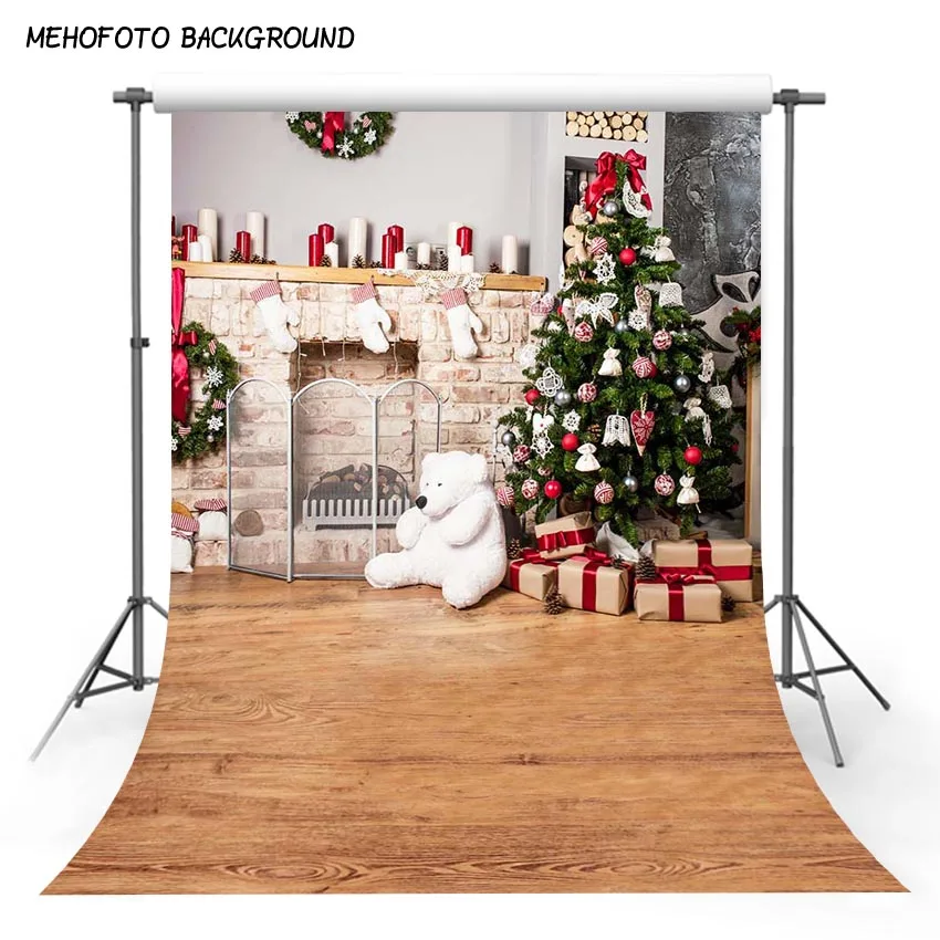 عيد الميلاد التصوير خلفية شجرة هدايا الكريسماس صندوق الشتاء الثلوج الخشب الطابق الطفل الديكور صورة خلفية الدعامة 5X7ft