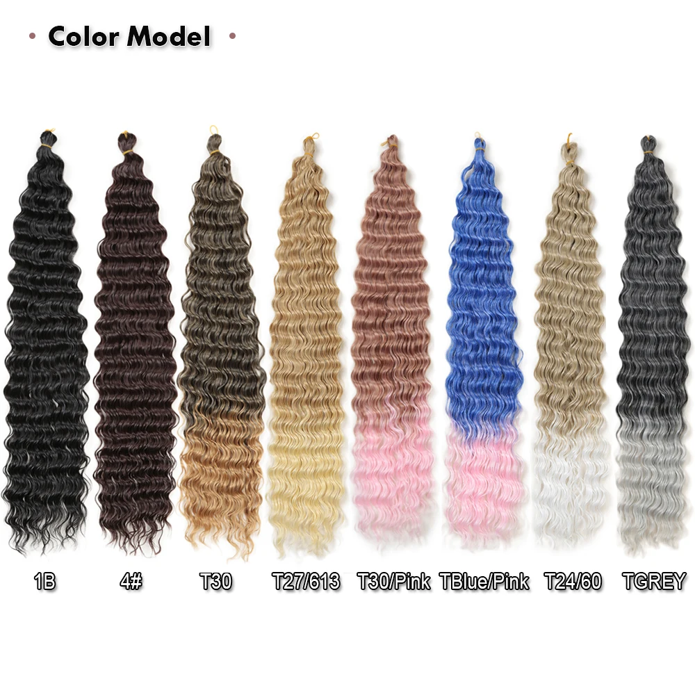 Long Deep Wave Twist Afro Curls Crochet Hair Crochet Braid Ombre Braiding Hair Extensions  For Women High Tempreture 60Stands/p