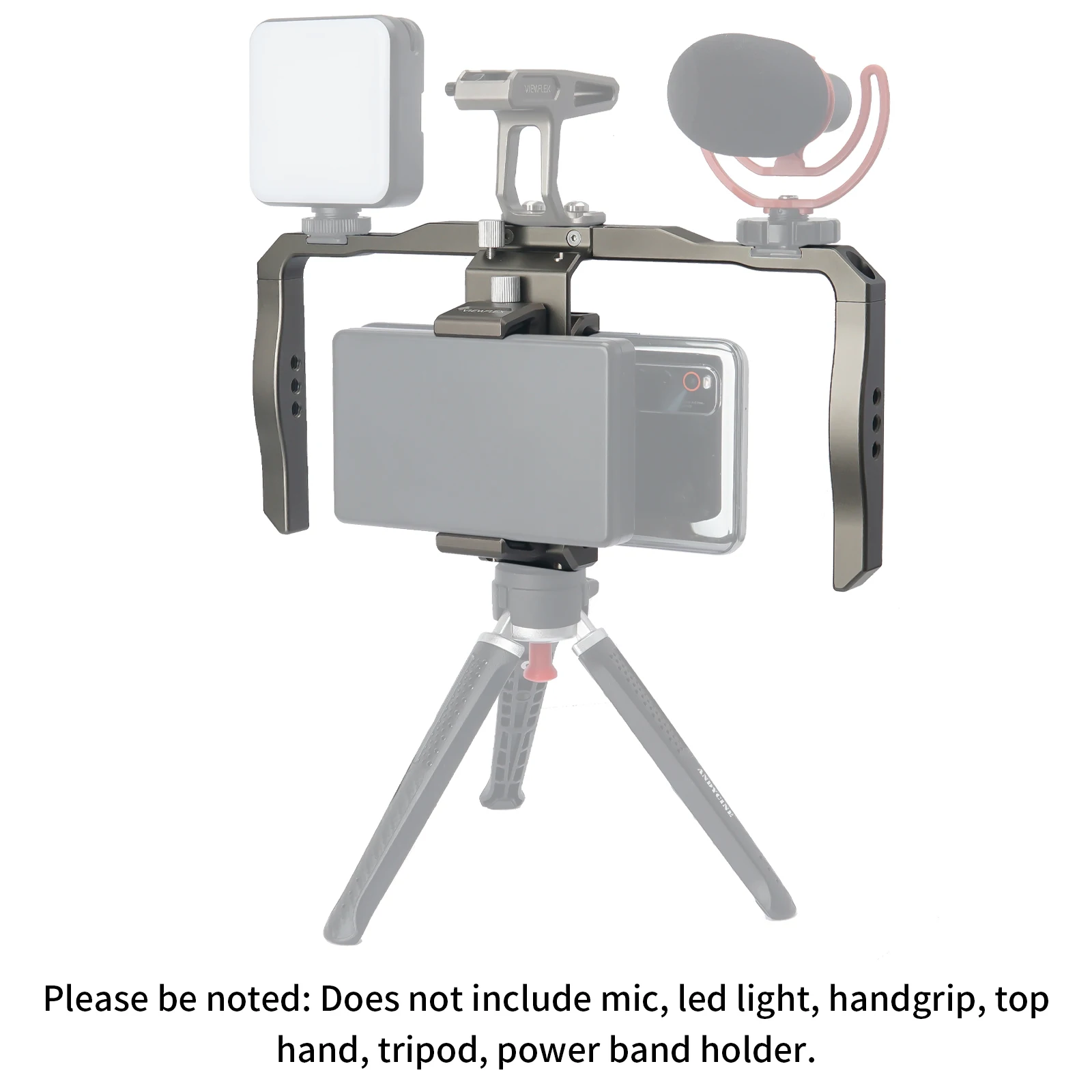 ANDYCINE-Soporte Universal para teléfono, estabilizador de empuñaduras dobles de aluminio con soporte de zapata fría para grabación de vídeo