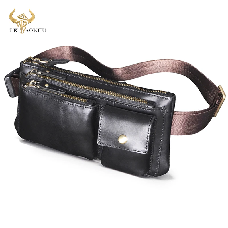 

Hot Sale Oil Wax Leather Men's Cross-body Sling Bag Design Travel Cigarette Phone Case Pouch Fanny Waist Belt Bag Pack 811-29