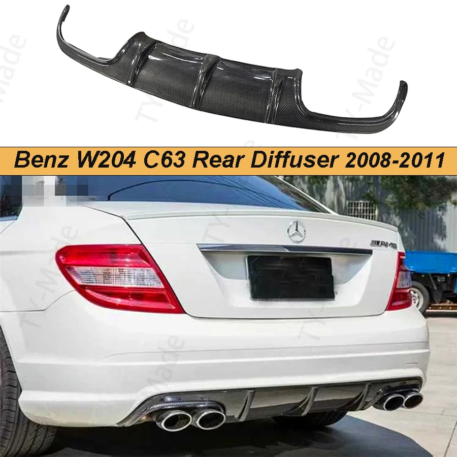 W204 Carbon Fiber/FRP Rear Bumper Diffuser Lip Spoiler for Mercedes Benz C-Class W204 C63 AMG C300 Sport Sedan Coupe 2008 - 2011