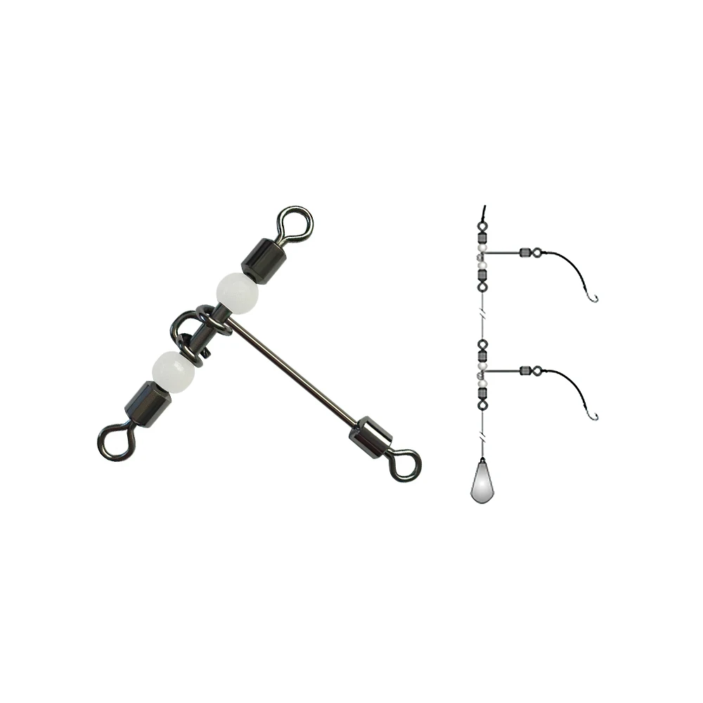 SUNGOOYUE 20 Pezzi Girelli Da Pesca Luminosi A T - Connettori A 3 Vie In Acciaio Inox Con Perline Luminose - Antigroviglio