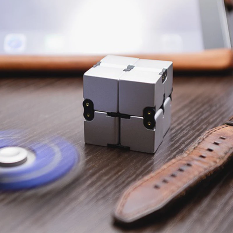 Metal Cube Anti Stress Fidget Toys Easy Play Hand Spinner Office Flip Cubic Stress Reliever Toys For Kid Adults Autism Gift