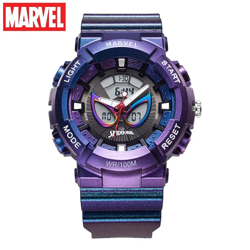 Marvel avengers aranha homem esportes dupla display digital led relógio de pulso quartzo eletrônico 100m à prova dwaterproof água natação militar