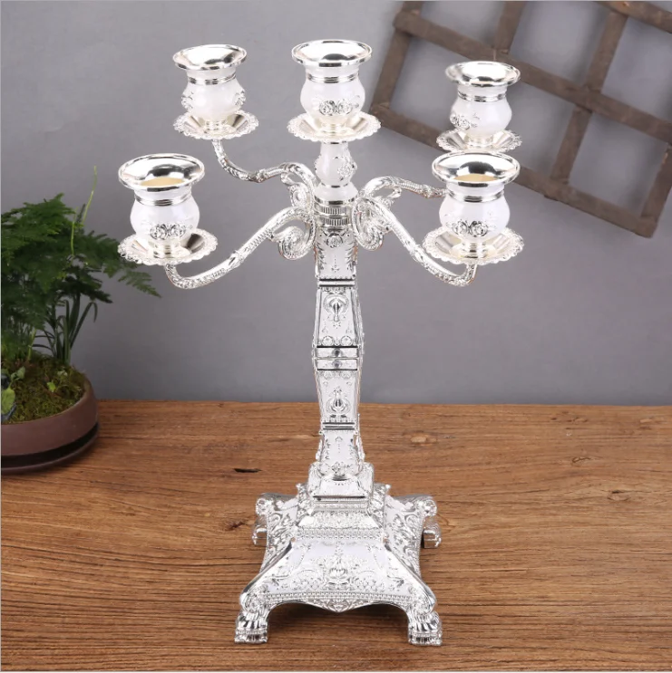 

Europe Golden/Silver 5 lights Metal Candle Holder Candlestick Holder For Décoration Maison House Decoration ZT184