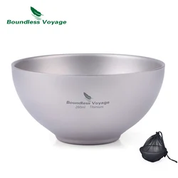 Boundless Voyage Titanium Double-Wall Bowl Outdoor Camping Tableware Only 79.1g Ti1081T
