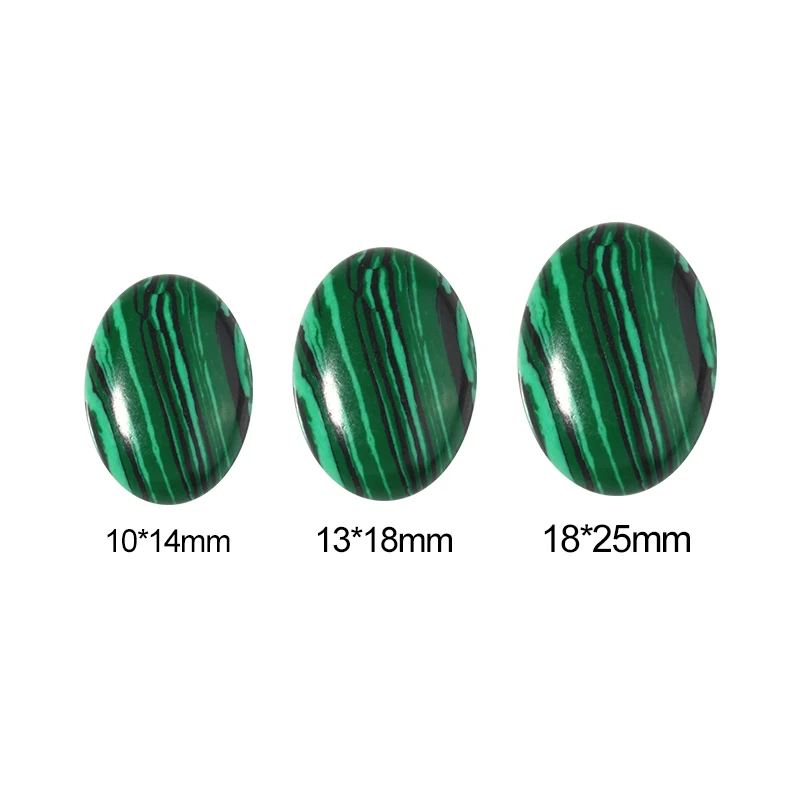 10 pezzi di pietra naturale ovale Flatback 10 x1 4/13 x1 8/18x25mm Cabochon di Malachite per gioielli fai da te che fanno orecchini/accessori di