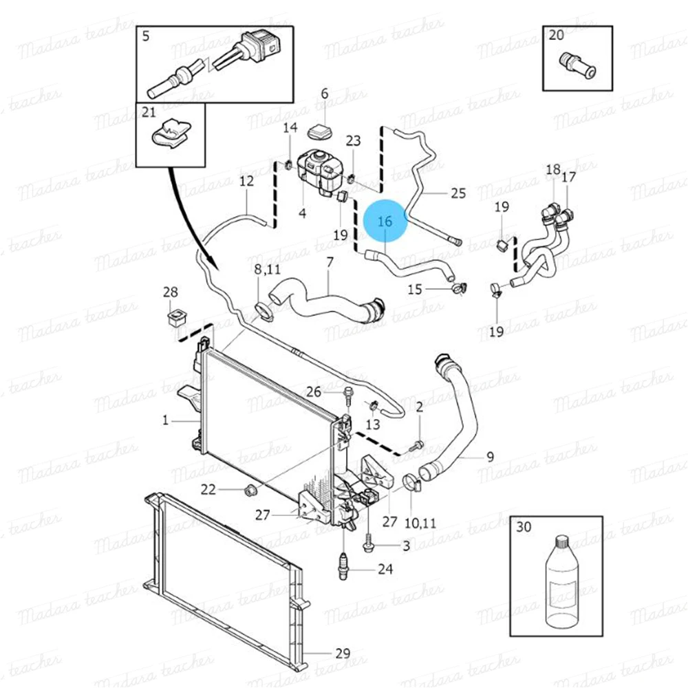 For VOLVO XC90 Radiator Coolant-Recovery ExpansionTank Bottle Overflow Hose 30792244 New 2007 2008 2009 2010 2012 2013 2014