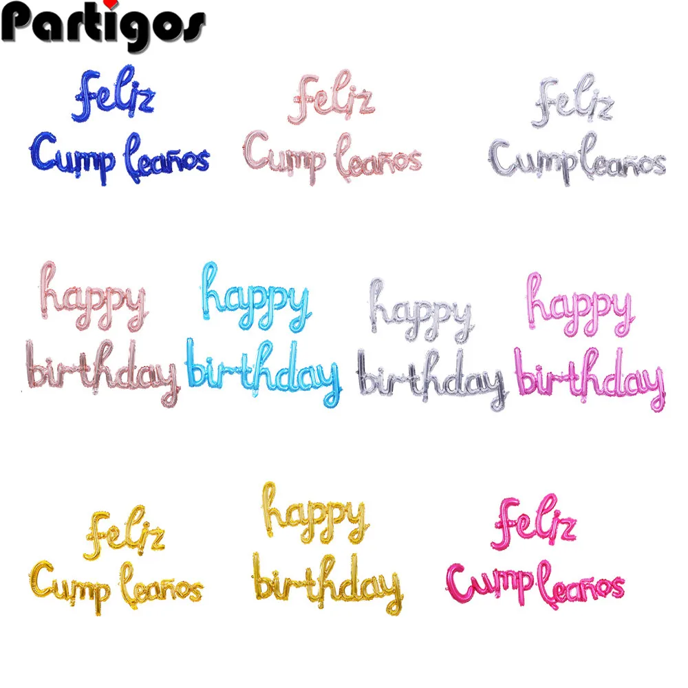 Spanish Happy Birthday Banner Balloons Script Cursive Letter Balloon Sign for Birthday Party Decoration birthday decoration girl