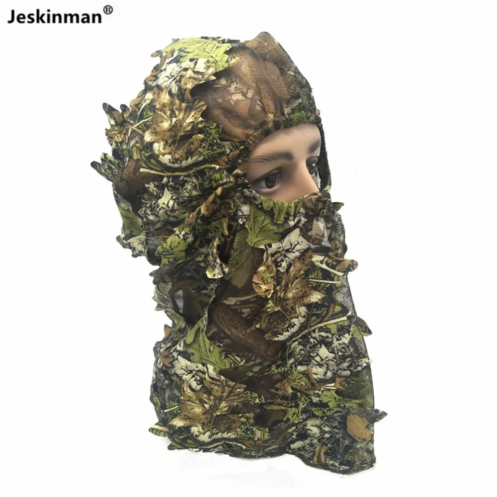 Super 3D Maple Leaves Bionic Camouflage Hunting Fishing Hat CS Combat Cosplay Breathable Mesh Head Cover Jungle Photography Hat