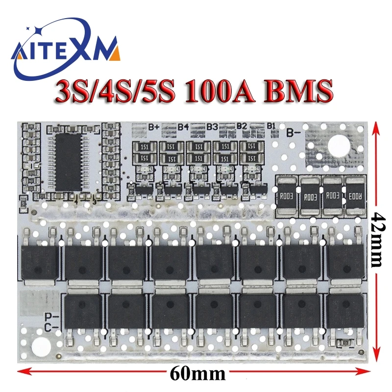 3S/4S/5S BMS 12V 16.8V 21V 18V 3.7V 100A Li-ion LMO trójskładnikowy obwód pokrywa baterii litowej ładowanie lipolimeru