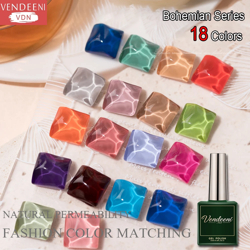 VDN 18 Colors Bohemian Series Gel Nail Polish UV Soak Off Gel Lacquer For DIY Manicure Summer Colorful Nail Art Gel Varnish 15ml