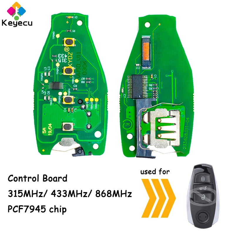 

Плата дистанционного управления KEYECU с 3 кнопками, 315 МГц, 433 МГц, 868 МГц, чип PCF7945 ID46 для Volkswagen VW Touareg 2010-2016