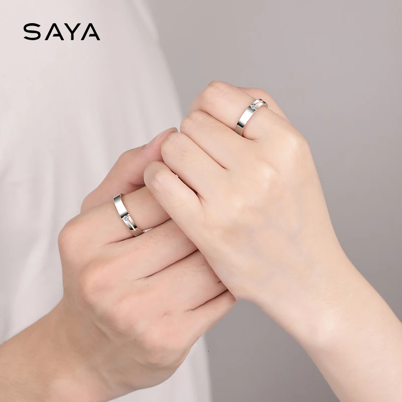 Wedding Rings for Men Women Rose Gold Plating Tungsten Synthetic Moissanite Inlay Confort Fit Band, Engraving