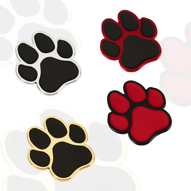 

3D Metal Bear Paw Print Fun Cute Car Logo Tail Label For Car Body Scratch Stickers Fender Window Bumper Styling Accessories