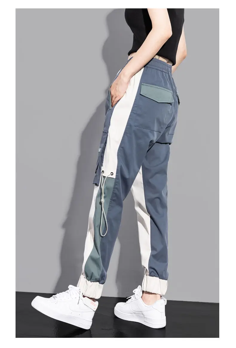 New Big Pockets Cargo Pants Women Ankle-length High Waist Drawstring Loose Streetwear Hip Hop Versatile Joggers Trousers Female