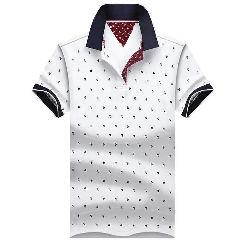 

Polos Summer New Brand Mens Printed POLO Shirts 100% Cotton Short Sleeve Camisas Top Casual Stand Collar male Lapel Shirt