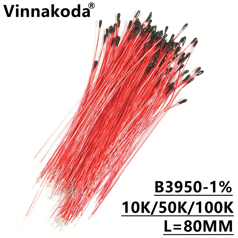 Enameled wire NTC thermistor MF52B103F3435 3950 high precision 1% 10K B value 3435 L80MM 10PCS