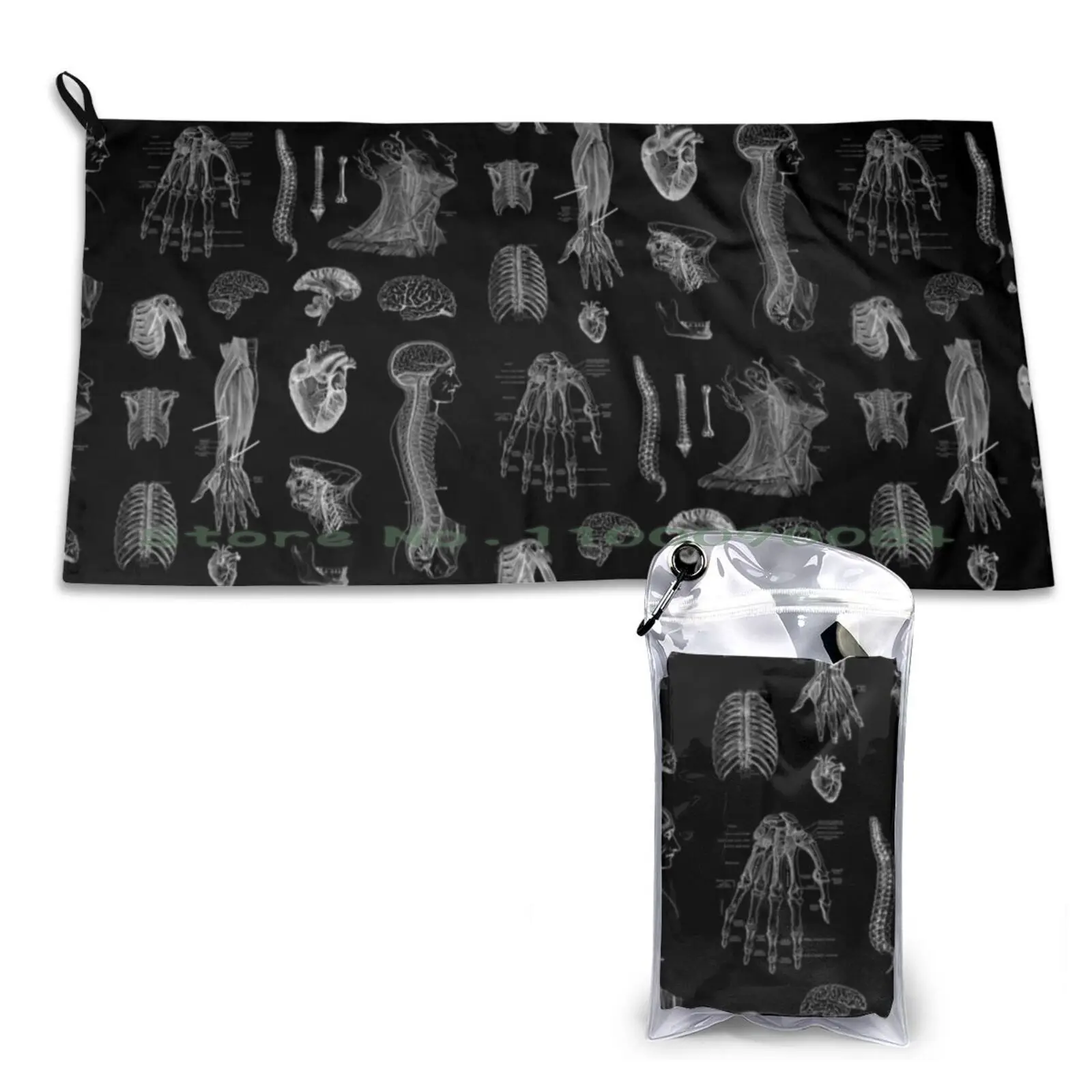 Vintage Anatomy Print Quick Dry Towel Gym Sports Bath Portable Gothic Horror Spooky Anatomical Heart Vintage Human Eye Optic