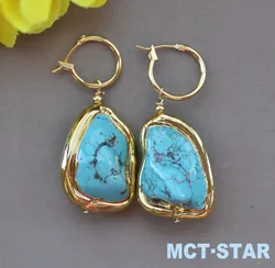 Z11357 31mm Baroque Blue Turquoise Earring Custom Jewelry
