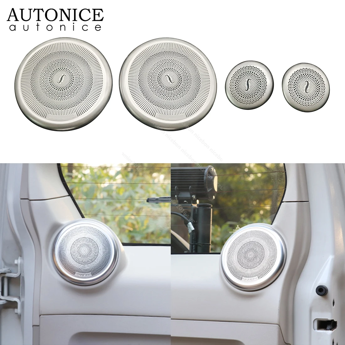 4pc Steel Back Door Speaker Audio Ring Trim Fit for Mitsubishi Pajero V93/V97 2016 2017 2018 2019 2020 2021