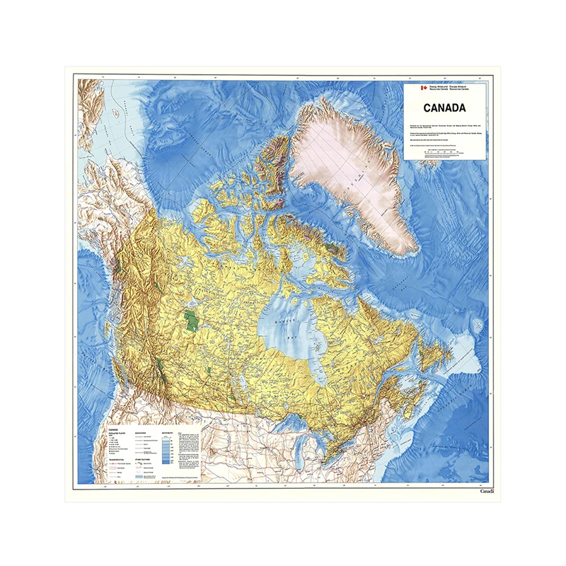 1983 Canada Bản Đồ Chính Trị 150*150Cm Treo Tường Retro Poster Không Dệt Tranh Canvas Đồ Dùng Học Tập Sống phòng Trang Trí Nhà