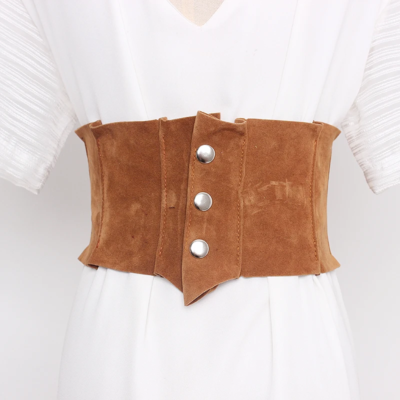 Women\'s runway fashion faux suede leather Cummerbunds female Dress Corsets Waistband Belts decoration wide belt TB1186