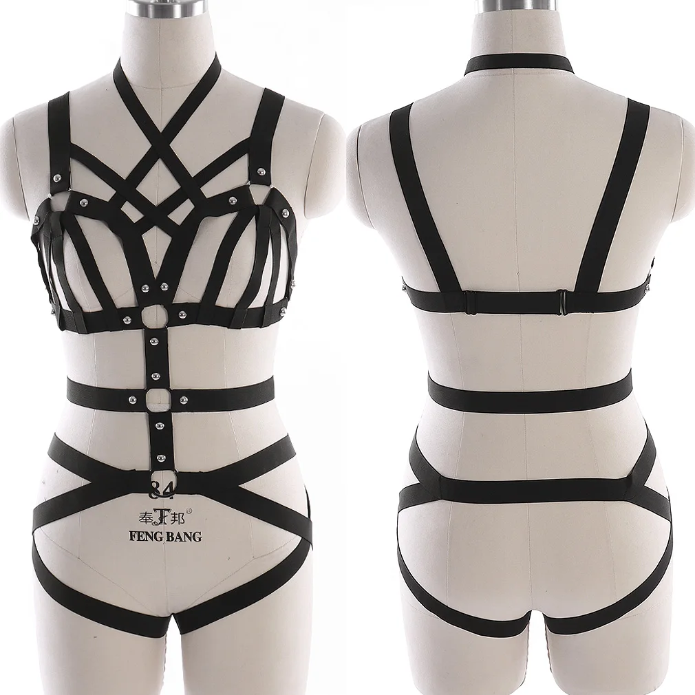 

Full Body Harness For Women Sexy Harness Cage Bra Fetish Stockings Bondage Erotic Lingerie Harness Suspenders Belt Club Wear
