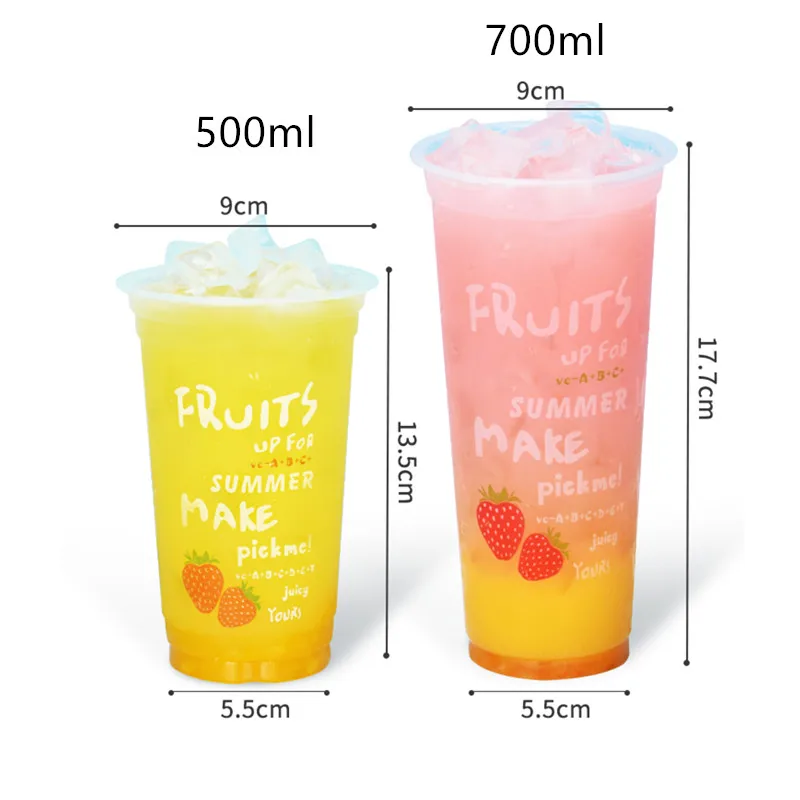 50pcs Transparent creative disposable juice cup 500ml 700ml cold drink packaging cup party birthday favor beverage plastic cup