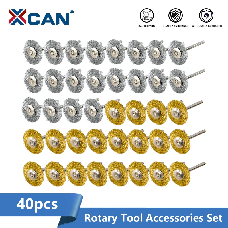 XCAN Steel Wire Brush Disc 40pcs Metal Polishing Wheel Disc for Dremel Rotary Tool