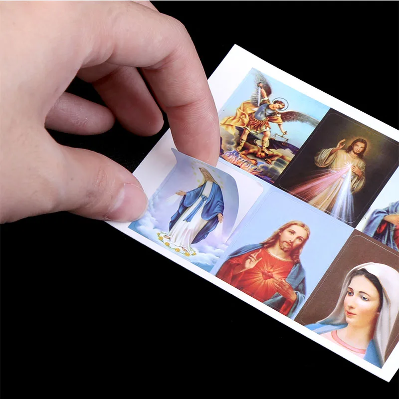 120pcs/Religious Catholic Virgin Mary icon sticker, Christian Mercy Jesus sticker printing decoration sticker 25x31mm