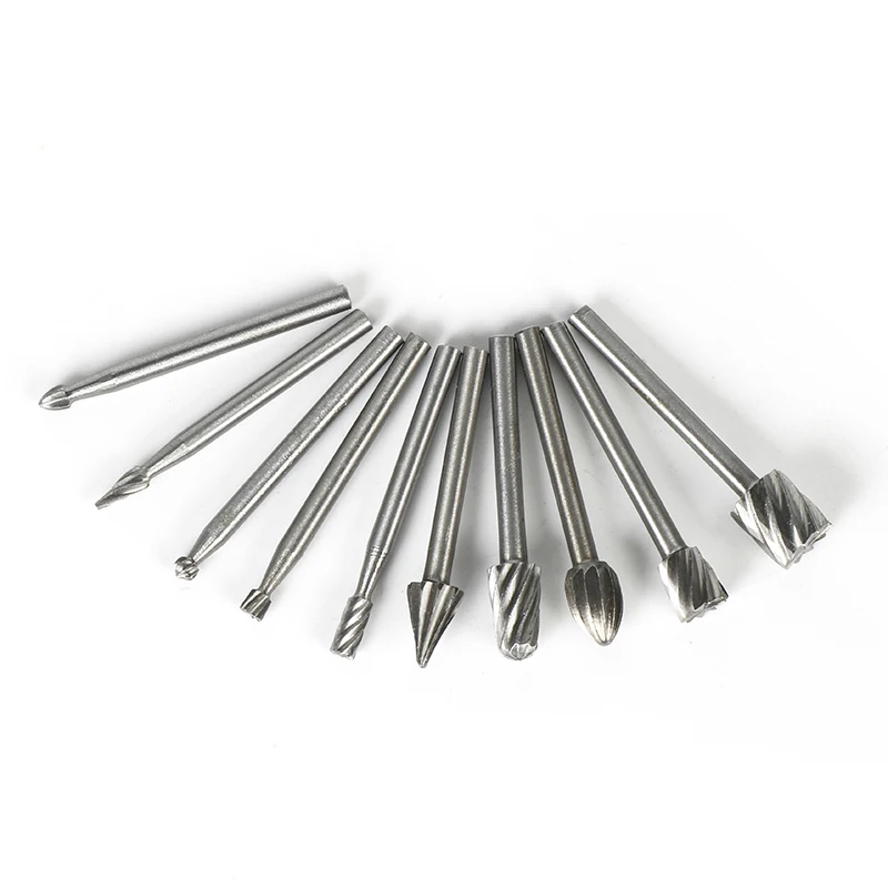 Imagem -05 - Hss Rotary Burr Mill Cutter Routing Router Bit Mini Broca Acessórios para Ferramentas Rotativas Carpintaria Metalworking com Caixa 10 Pcs Set