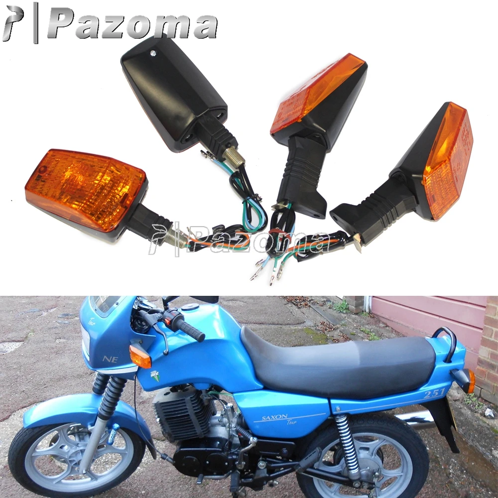 1 Pair Motorcycle Front&Rear Turn Signal Lamps Amber Filaments E3 Emark Blinker Indicators Signals Light Lighting For MZ ETZ 251