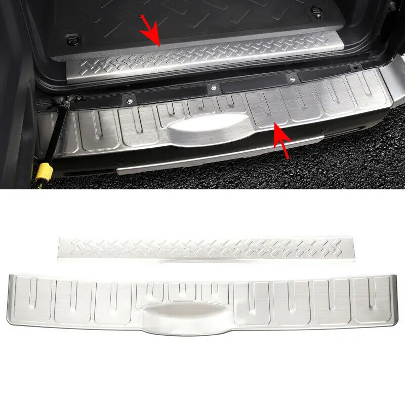 

For FJ Cruiser 2006-2020 Stainless Silver Rear Door Sill Guard Bumper Scratch Protector Pad Cover Moulding Styling Accessories