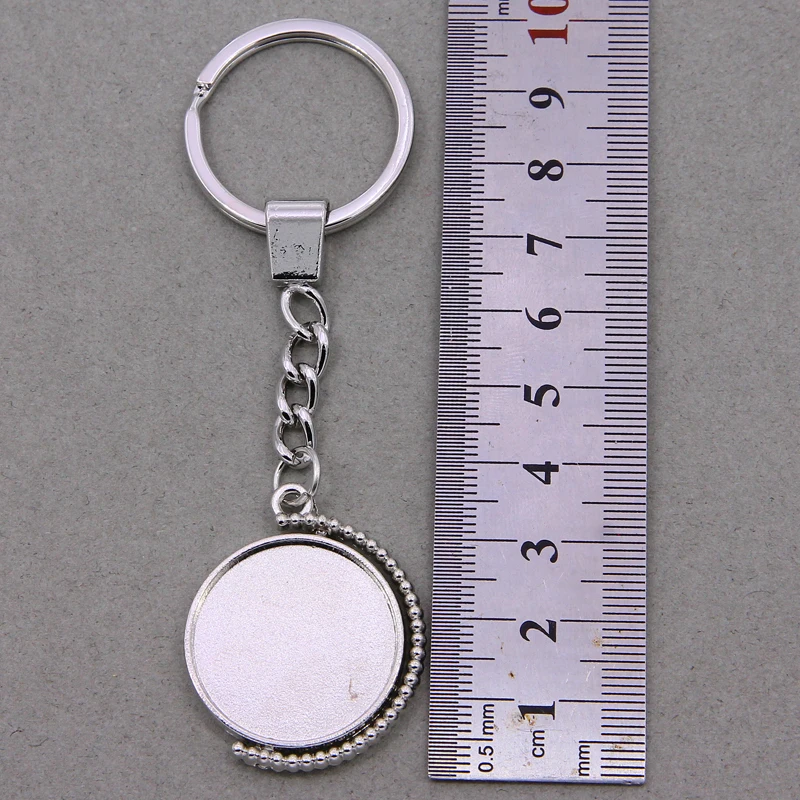 2pcs rotatable cabochon blank keychain 25mm pendant base, used for keychain pendant DIY jewelry making handmade crafts