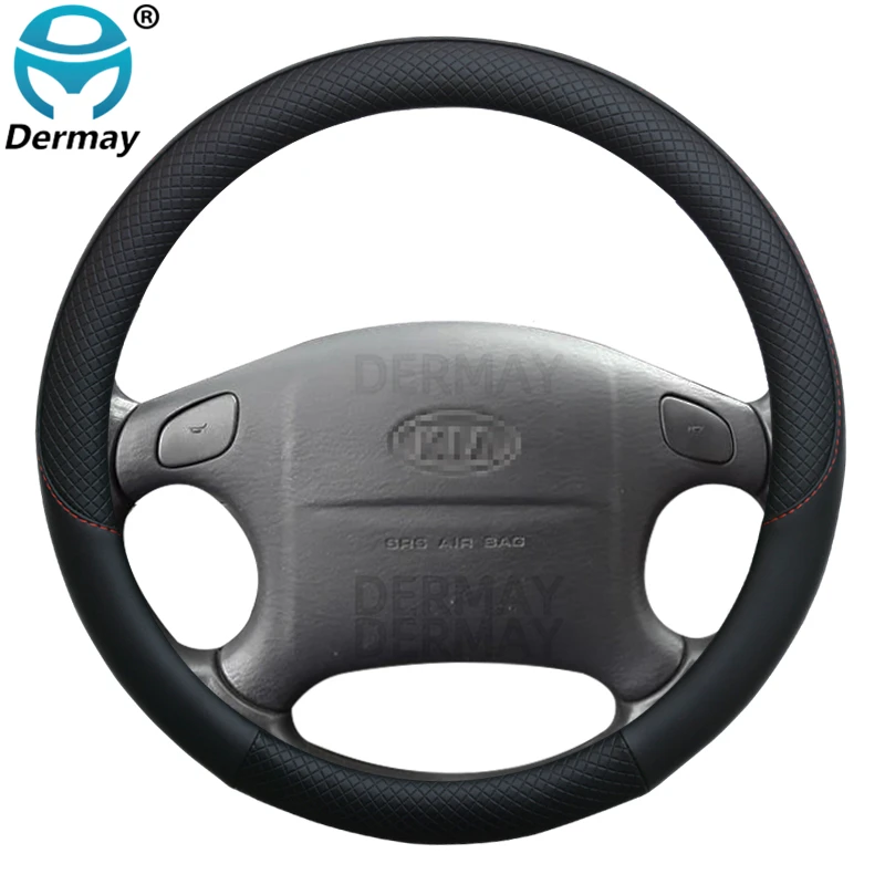 100% DERMAY Brand Leather Sport Car Steering Wheel Cover for Kia Sephia SHUMA Auto Accessories