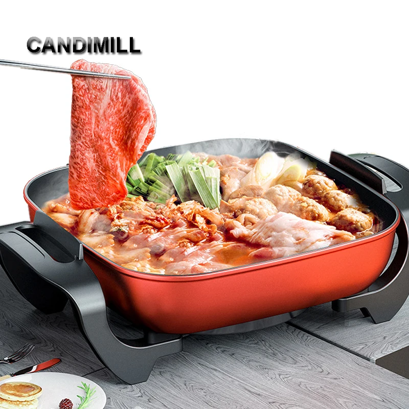 CANDIMILL Household Small Electric Cooker Hotpot Multifunction Electric Skillet Noodle Soup Boiler Kitchen Cooking Pot