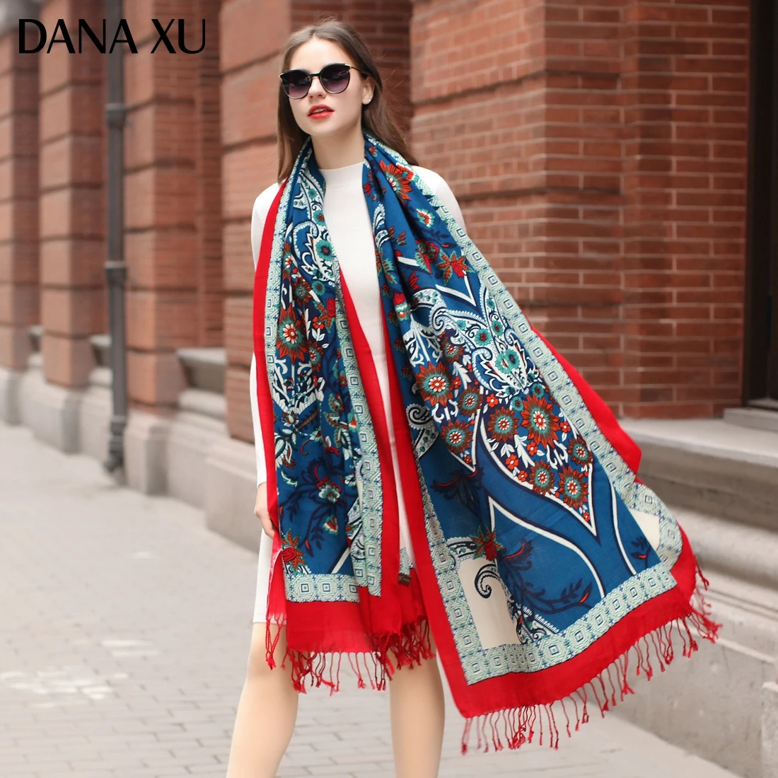 

DANA XU Bufanda Mujer Wool Poncho Head Women Lady Warm Shawl Stoles Bandana Scarf Hijab Luxury Brand Pashmina Winter 2021