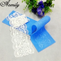 Aomily 40*10cm Lace Flower Wedding Cake Silicone Lace Fondant Mold Easy Demoulding Mousse Sugar Craft Icing Mat Pad Pastry Tool