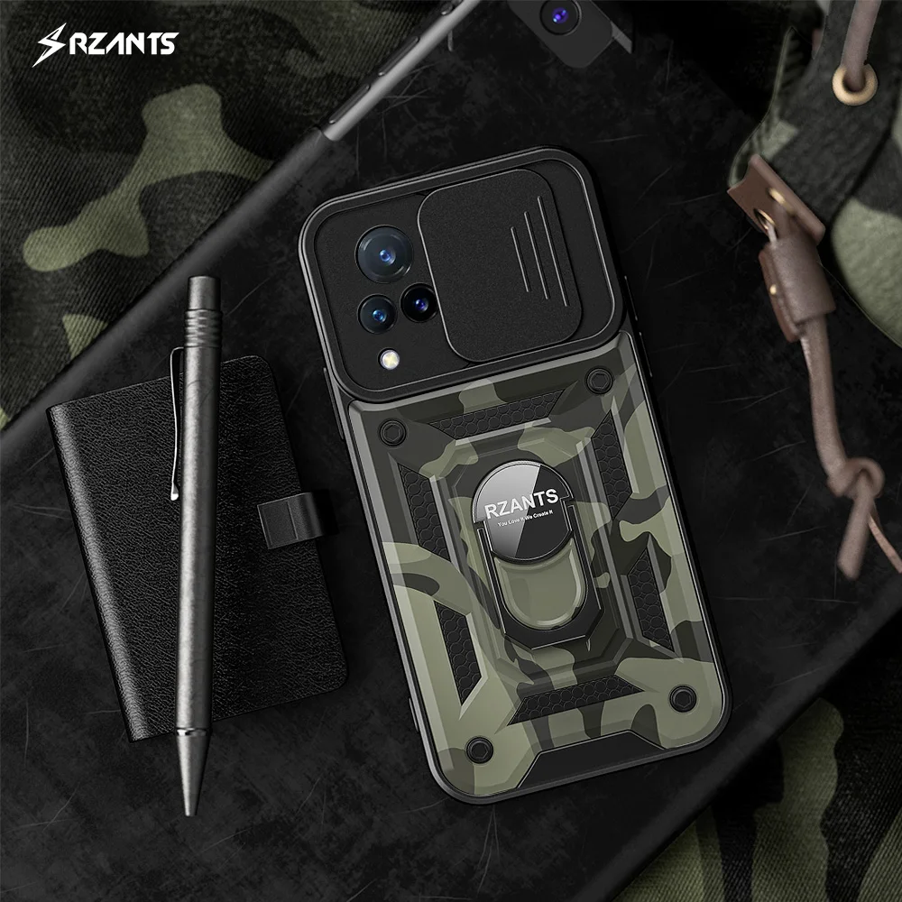 Rzants For VIVO V21 V21E 4G Case Camouflage [Jungle tank] Shockproof Ring Hard Casing Lens Protection Military Cover