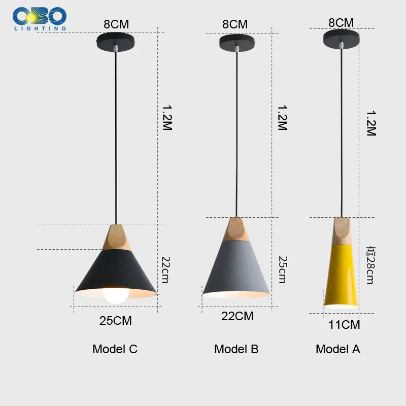 Nordic Pendant Lights Aluminum Lampshade Colorful Coffee Bedroom Loft 1.2m Cable Indoor Lighting LED Wood E27 Pendant Lamp