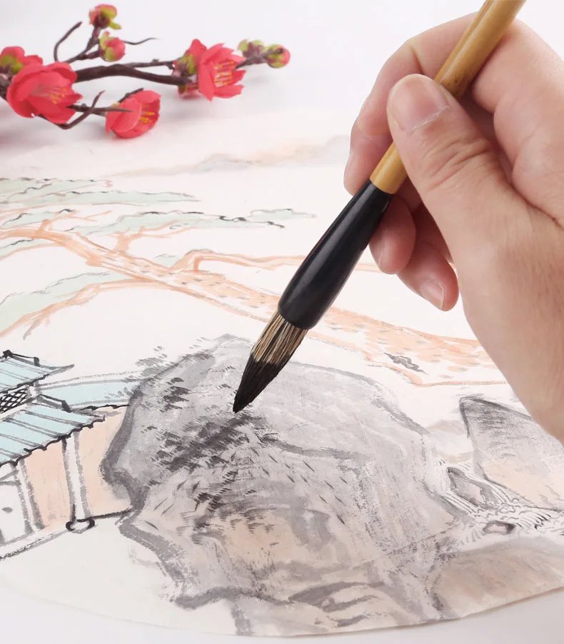 Chinese Painting Brush Pen Hard Brush Xie Yi Mountain Stone Tree Painting Bristle hair