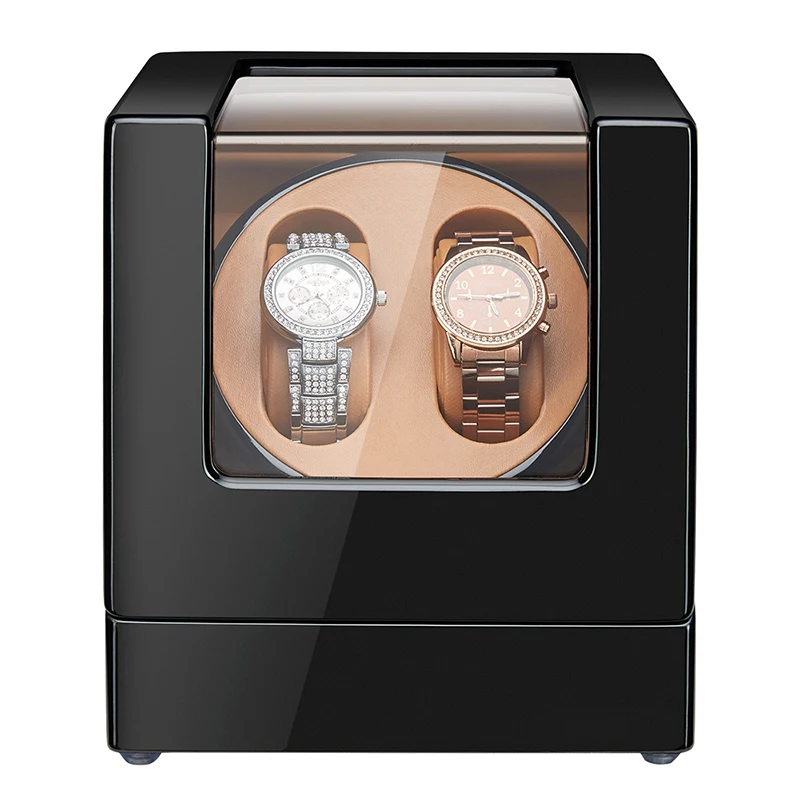 

Double Wooden Watch Winder with Mabuchi Motor and Dual Power Supply 5 Working Modes PU Leather Interior Good Quality
