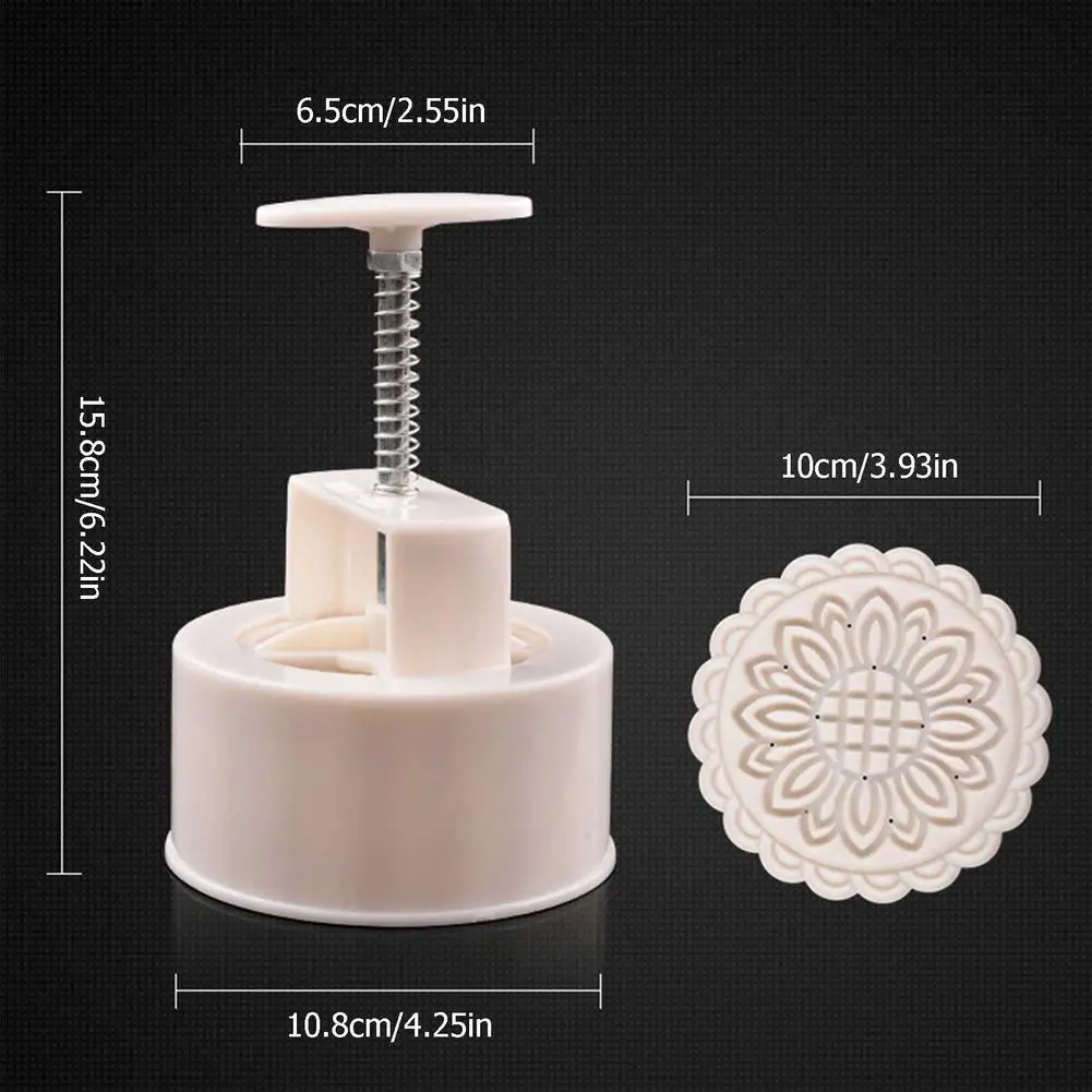 Round 3D Flower Stamp Mooncake Mold 250g Mid Autumn Festival DIY Hand Pressure Fondant Moon Cake Mould Decor Kitchen Baking Tool