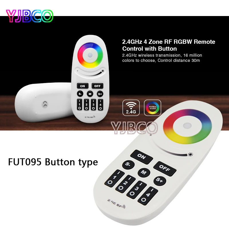 2.4G Miboxer FUT095/FUT096 Button/Touch type Screen RGBW RF 4-Zone Wireless  LED Remote Controller for LED RGBW Bulb or strip