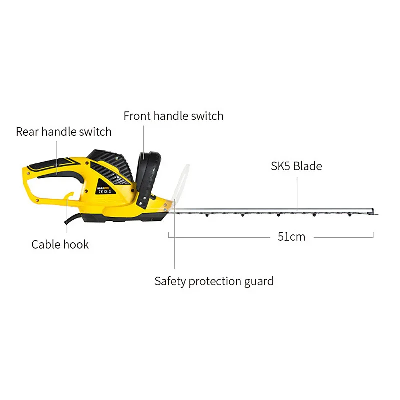 Aparador de plantas elétrico portátil hteg61, máquina de poda de jardinagem com 220v, 700w